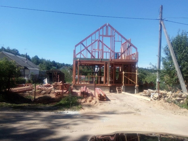 Наши работы: строительство каркасного дома по проекту оптимал 109