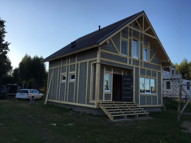 Каркасный дом - строительство по проекту Оптимал 109 в деревне Бузуны