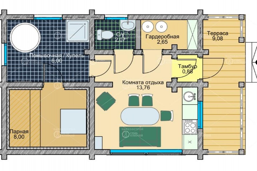 Баня с террасой Угра 50