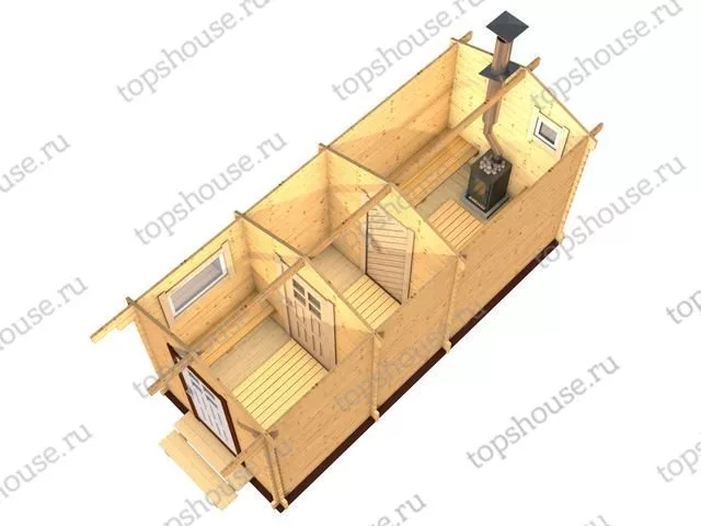 Мини-баня 6м (три помещения)