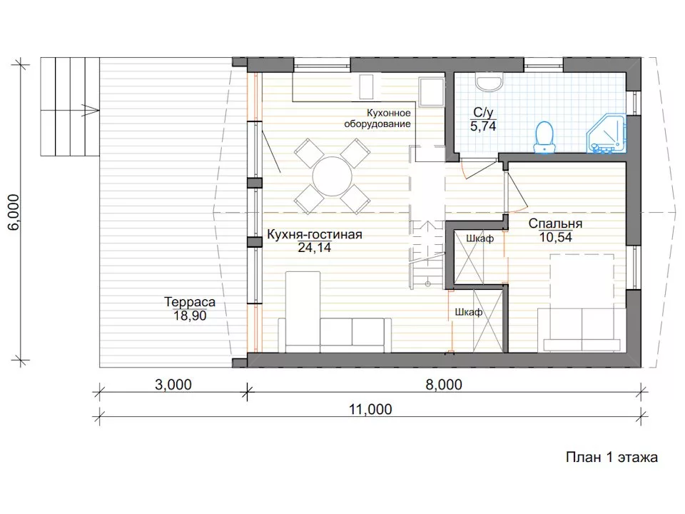 А-фрейм дом 6 на 8