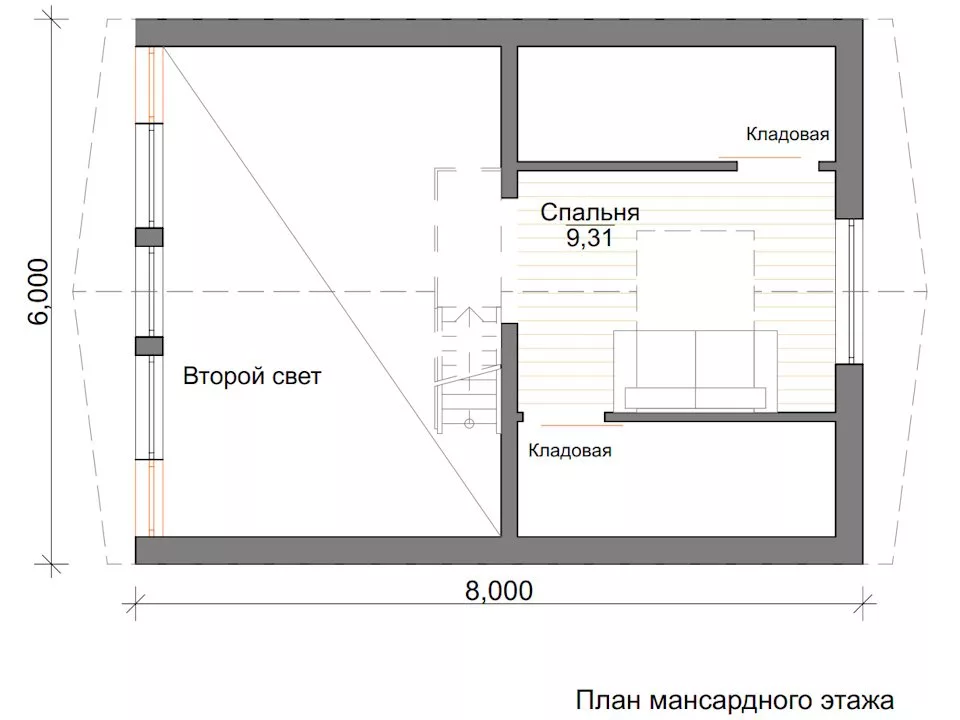 А-фрейм дом 6 на 8