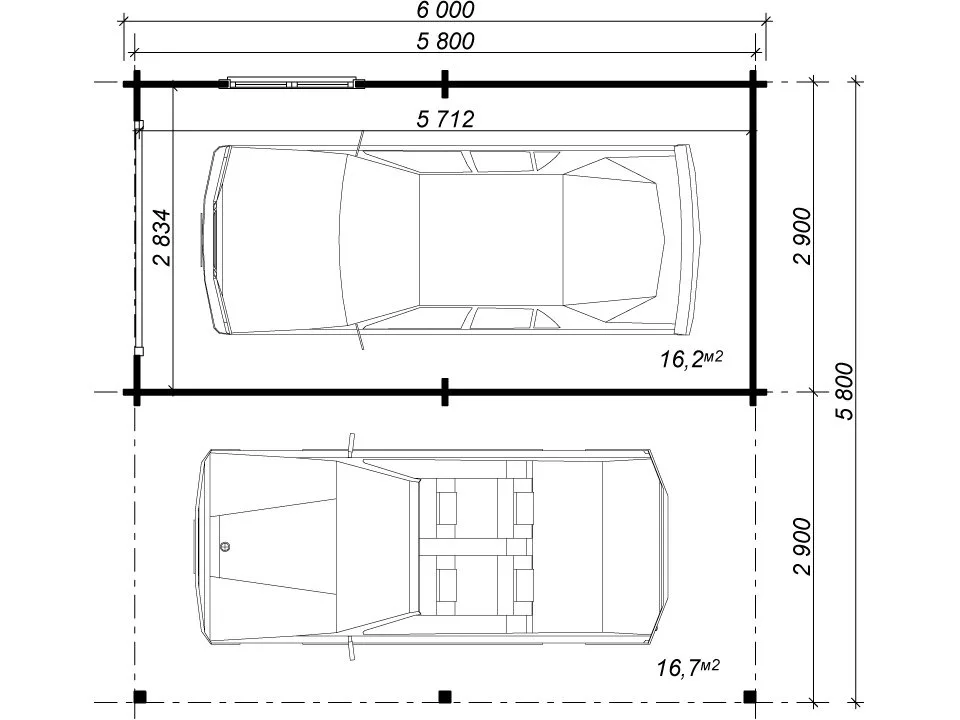 Гараж с навесом из бруса «Инь-Ян»